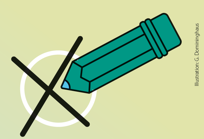 Ilustration eines Stiftes, der ein Kreuz in einem Kreis setzt. Foto: Gerlinde Domininghaus – Gerlinde Domininghaus